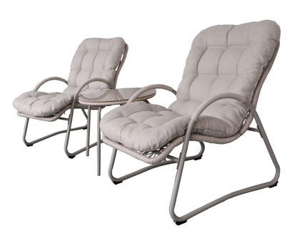 Outdoor Iron and Wicker Three Piece Patio Set