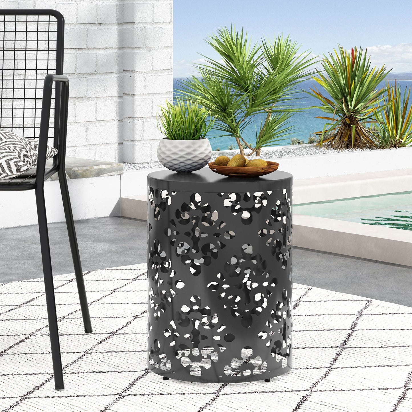 Modern Metal Outdoor End Table For The Patio