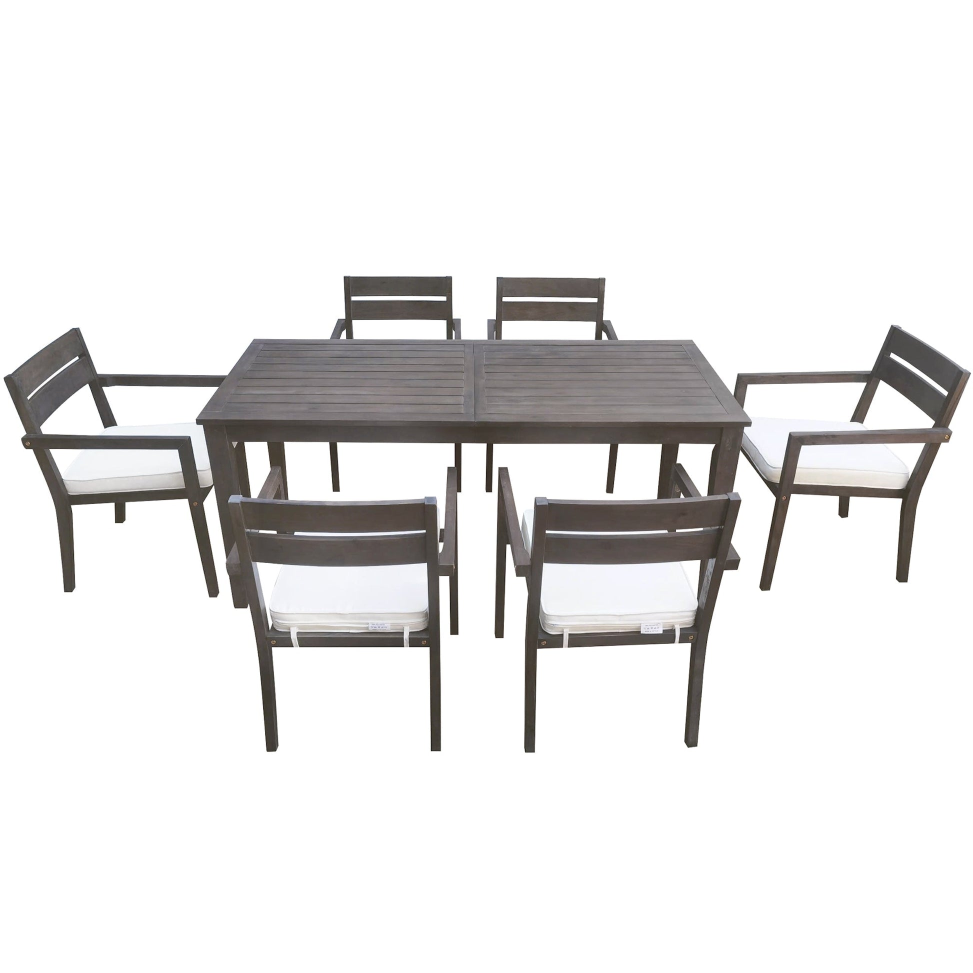 U_Style 7 Pieces Acacia Wood Outdoor Dining Set with Cushions, dark brown finish on Tampa Home & Garden Store