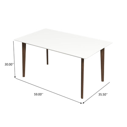 Levi Modern Style Rectangular Dining Table white top with brown wood legs HouseOfZazla on Tampa Home & Garden Store