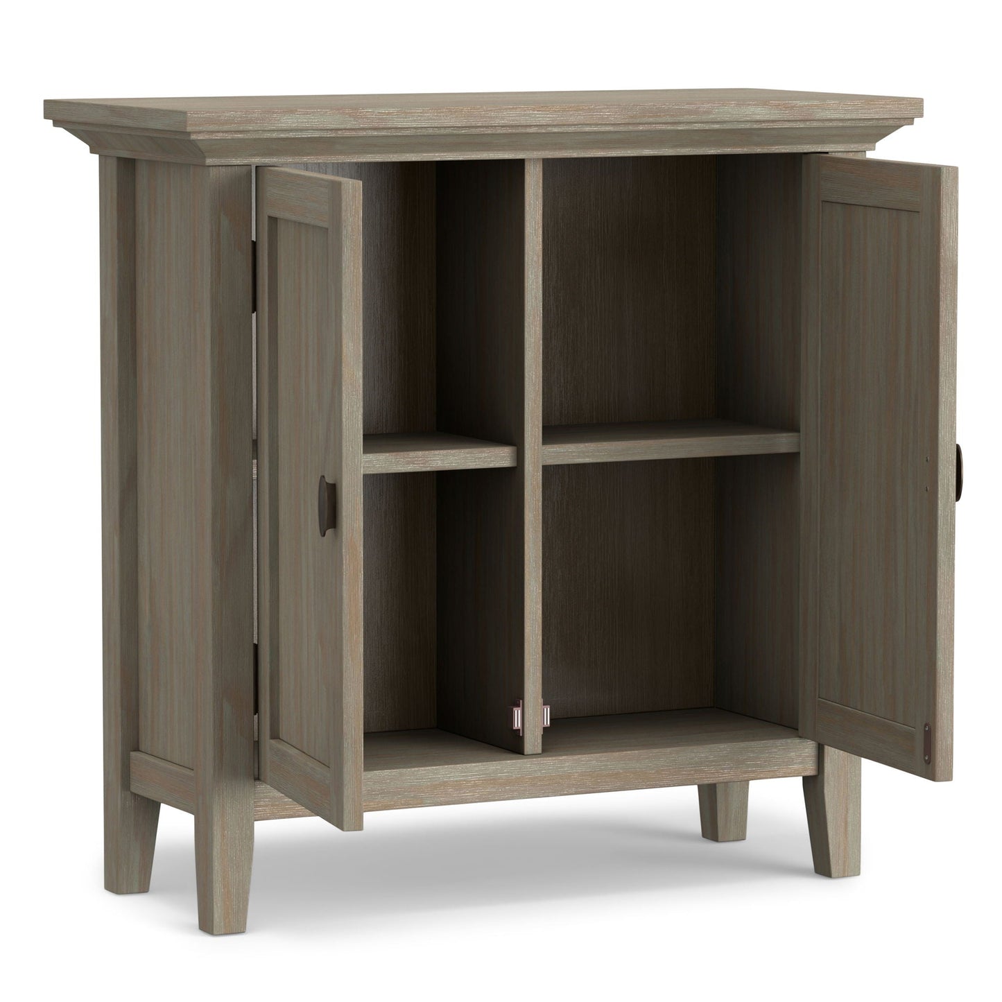 Redmond handcrafted low storage cabinet by HouseOfZazla, gray-washed accent cabinet with doors on Tampa Home & Garden Store