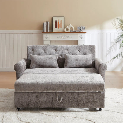 Loveseat Sofa Bed pull-out sleeper in gray fabric with 2 pillows by Unique Piece Furniture on Tampa Home & Garden Store