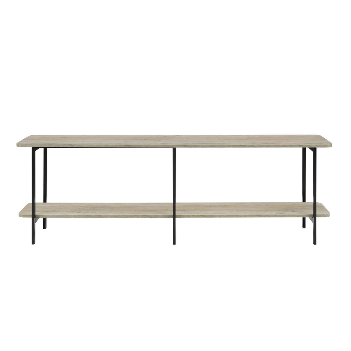 Celine 2-Shelf Console Table by HouseOfZazla with gray wood top and black metal legs on Tampa Home & Garden Store