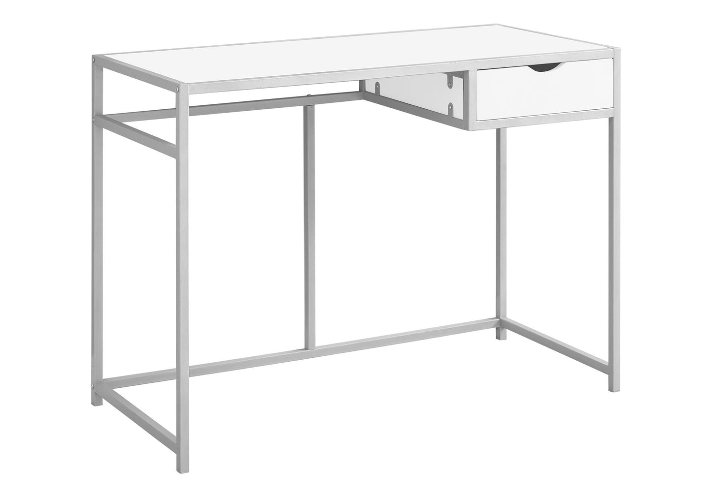 Computer desk for home office with 1 drawer, white top and silver metal frame, contemporary on Tampa Home & Garden Store