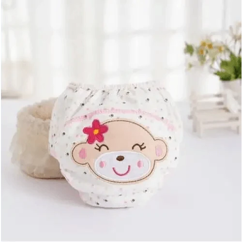 Stevvex reusable baby diaper cloth nappy with white cotton and cute monkey face on Tampa Home & Garden Store