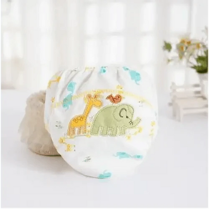 Stevvex 1pc reusable baby cloth diaper pants with pastel elephant and giraffe print on Tampa Home & Garden Store