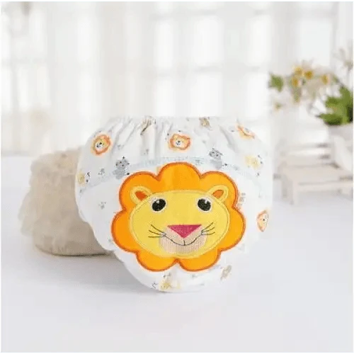Stevvex 1pc reusable baby diaper with orange lion applique on white cotton cloth diaper on Tampa Home & Garden Store