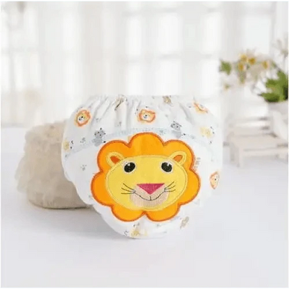 Stevvex 1pc reusable baby diaper with orange lion applique on white cotton cloth diaper on Tampa Home & Garden Store