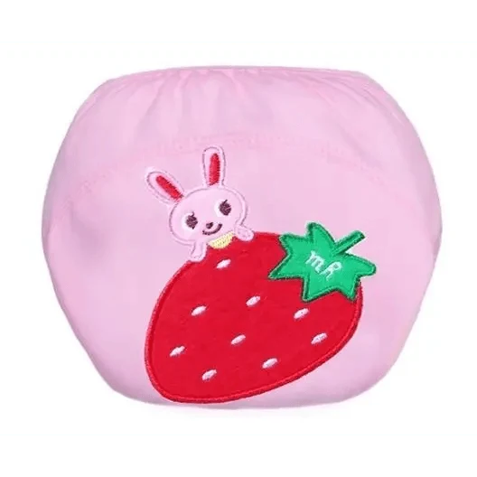 1pc pink Stevvex cloth diaper with strawberry applique and bunny embroidery on Tampa Home & Garden Store