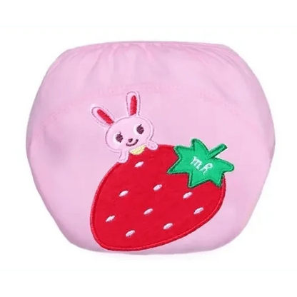 1pc pink Stevvex cloth diaper with strawberry applique and bunny embroidery on Tampa Home & Garden Store