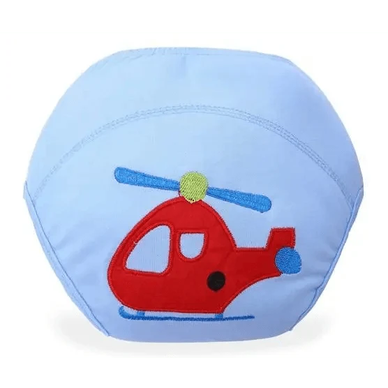 Cloth baby diaper by Stevvex with red helicopter applique on light blue fabric, reusable cotton on Tampa Home & Garden Store