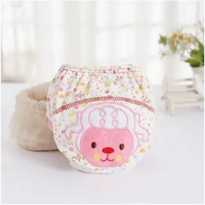 Stevvex baby cloth diaper with pink bear face and floral pattern, reusable nappies on Tampa Home & Garden Store