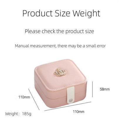 Stevvex pink PU leather double-layer jewelry box with crown emblem and latch on Tampa Home & Garden Store