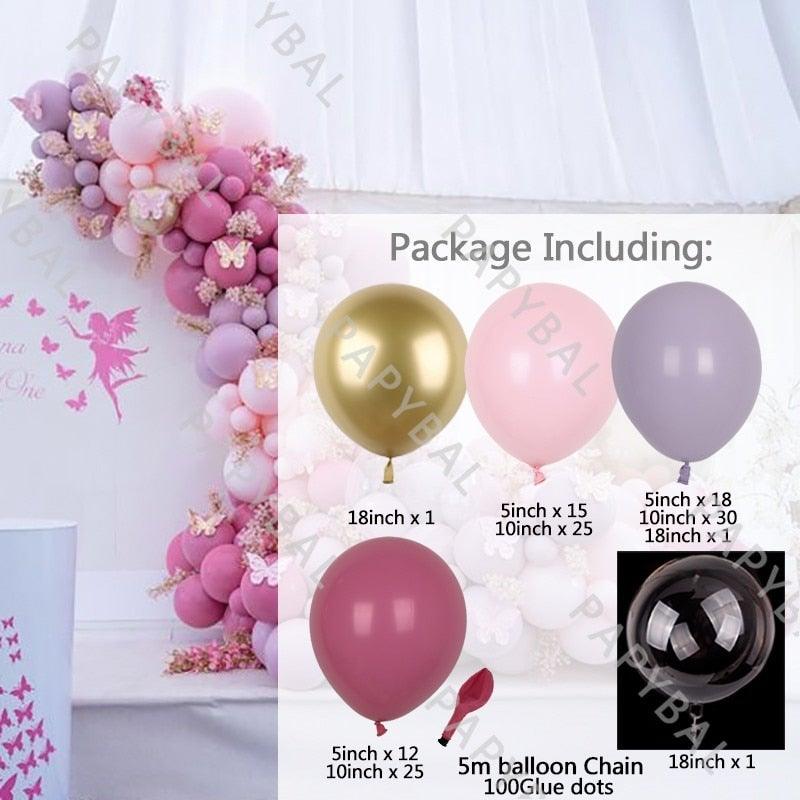 1Set Purple Pink Luxury Balloons by Stevvex for birthday and baby shower decor arch on Tampa Home & Garden Store