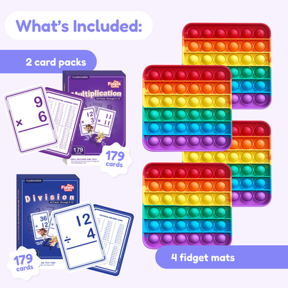 Math Card Pack Bundle by The Fidget Games; 2 card packs and 4 fidget mats on Tampa Home & Garden Store