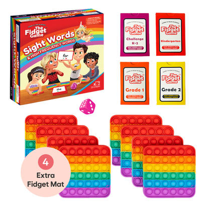 Sight Words + Extra Rainbow Mats with pop-it fidget mats by The Fidget Games, 4 extra mats on Tampa Home & Garden Store