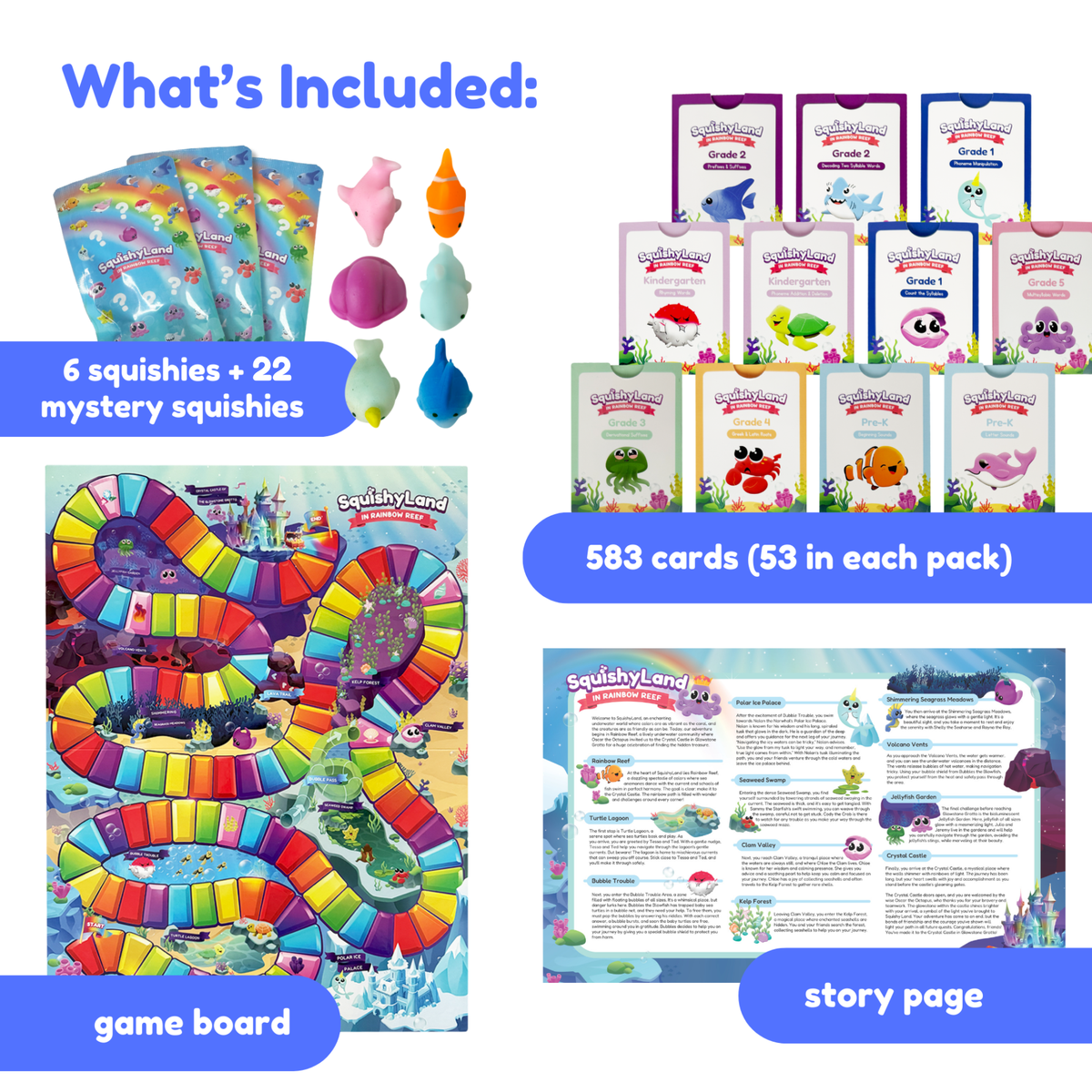 SquishyLand pack by The Fidget Games: 6 squishies + 22 mystery squishies, Reef cards on Tampa Home & Garden Store