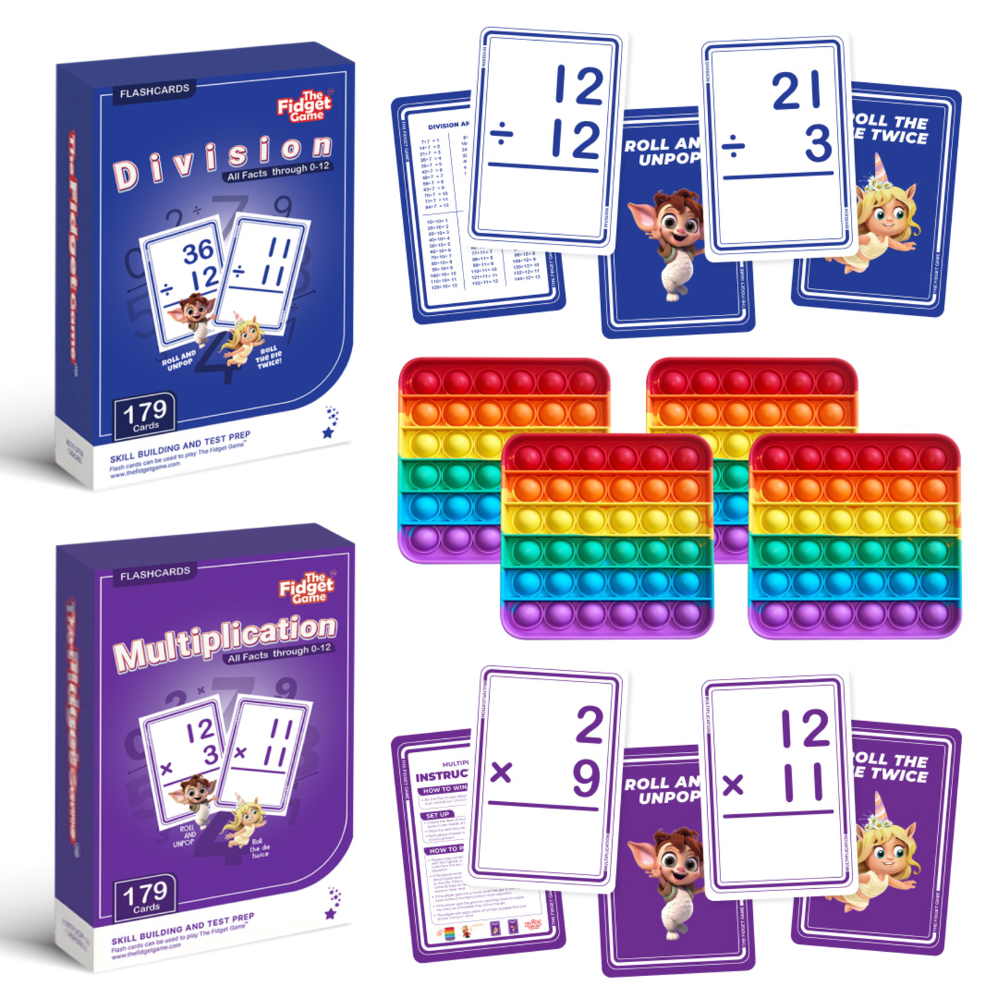 Math Card Pack Bundle flash cards by The Fidget Games division and multiplication pop-it on Tampa Home & Garden Store