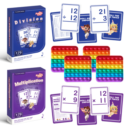 Math Card Pack Bundle flash cards by The Fidget Games division and multiplication pop-it on Tampa Home & Garden Store