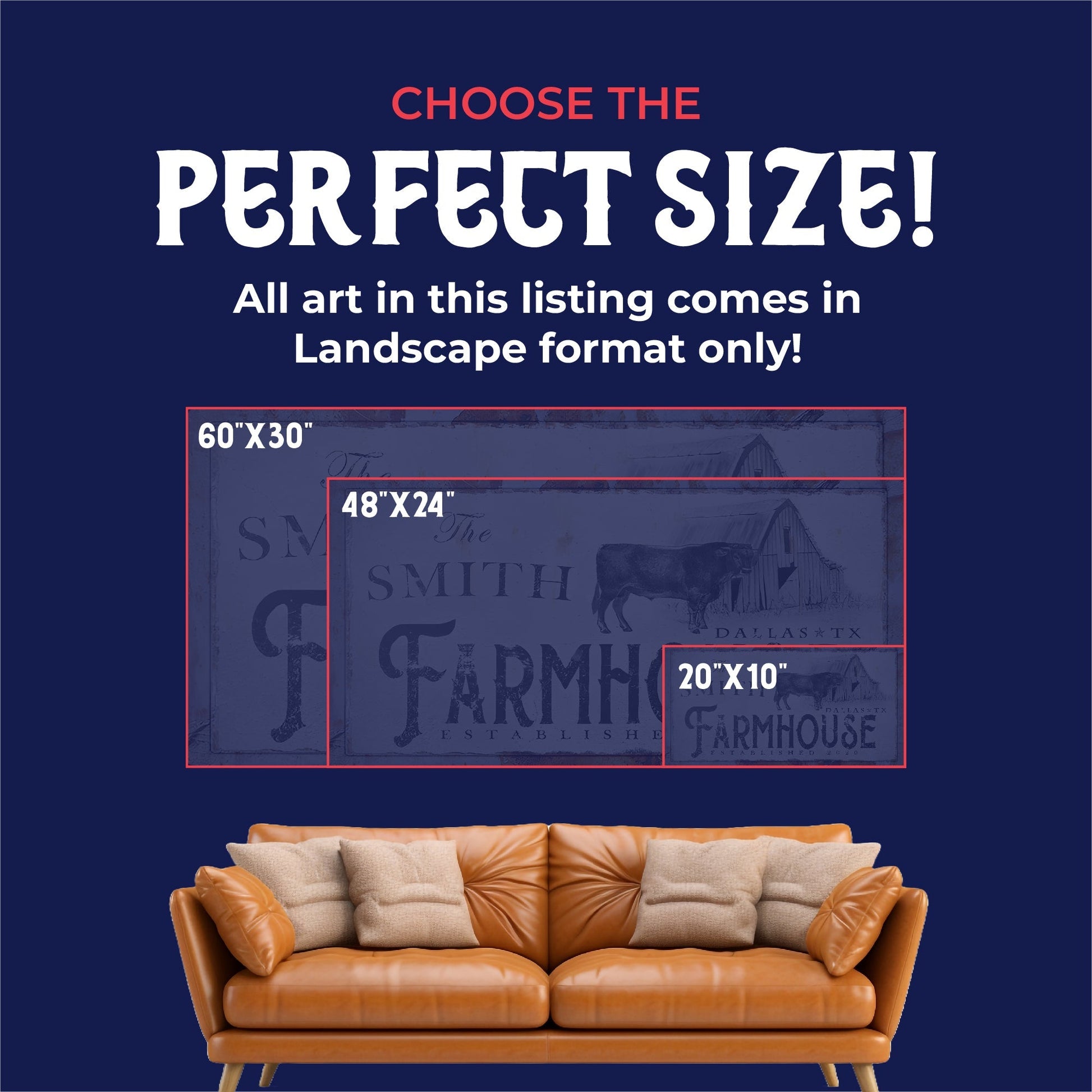Rustic Farmhouse Sign canvas by Tailored Canvases with size options 60x30, 48x24, 20x10 on Tampa Home & Garden Store