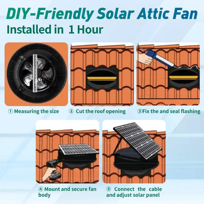 Langy 42W Solar Attic Fan with remote, black vent fan and solar panel for attic ventilation on Tampa Home & Garden Store