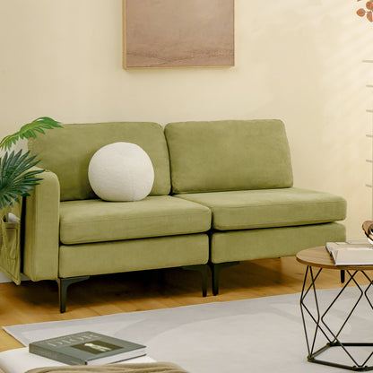 Sofá seccional modular en forma de L de 3 plazas con chaise reversible y 2 puertos USB - Verde