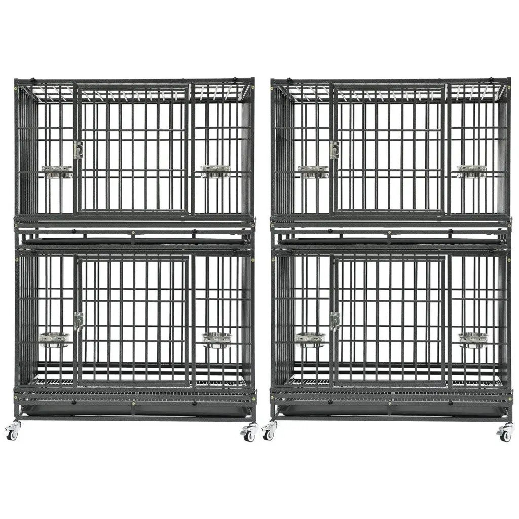 37 Inch Stackable Heavy Duty Dog Crate 4-pack, black steel on casters Homey Pet Official on Tampa Home & Garden Store