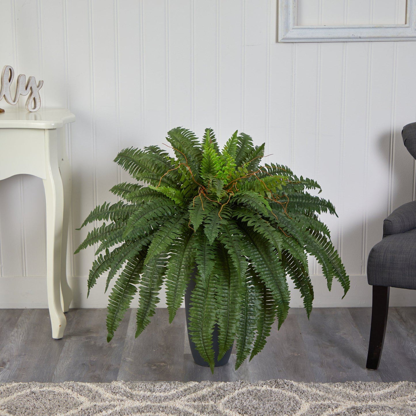 2.5’ Boston Fern Artificial Plant in Gray Planter - Tampa Home & Garden Store