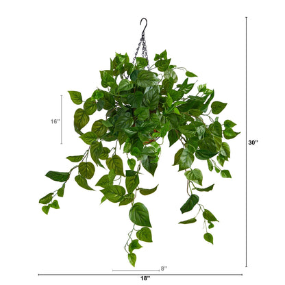 2.5’ Philodendron Artificial Plant in Hanging Basket - Tampa Home & Garden Store
