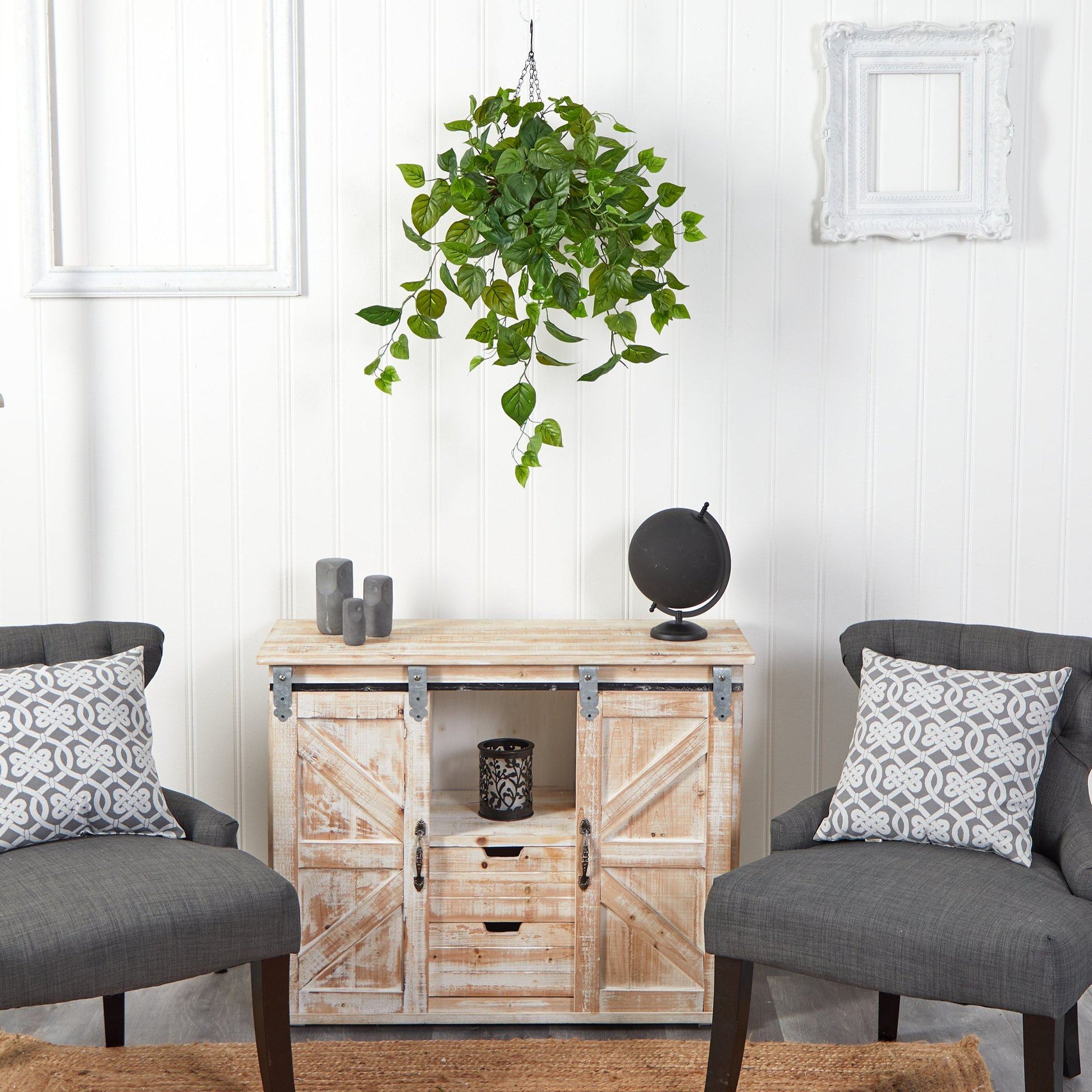 2.5’ Philodendron Artificial Plant in Hanging Basket - Tampa Home & Garden Store