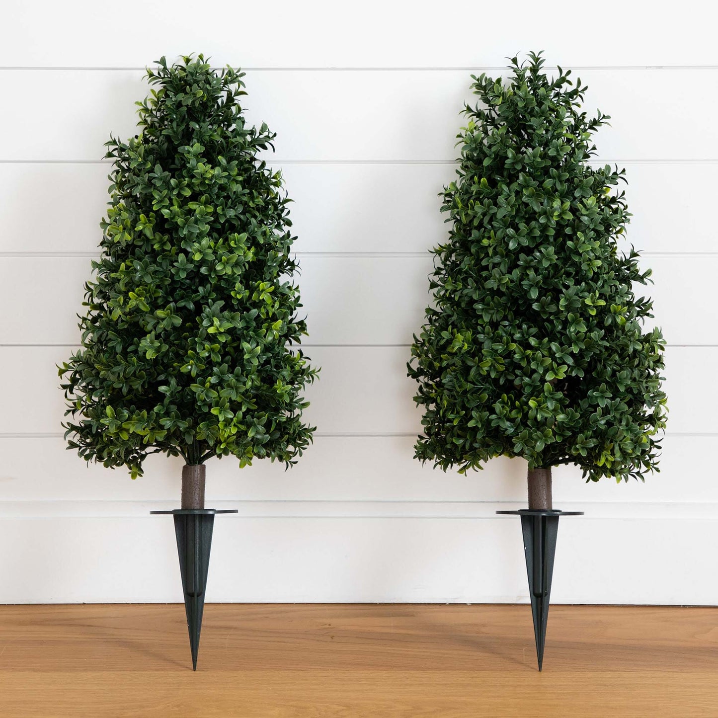 2.5' UV Resistant Artificial Boxwood Plant with Integrated Ground Stake (Indoor/Outdoor) - Set of 2 - Tampa Home & Garden Store