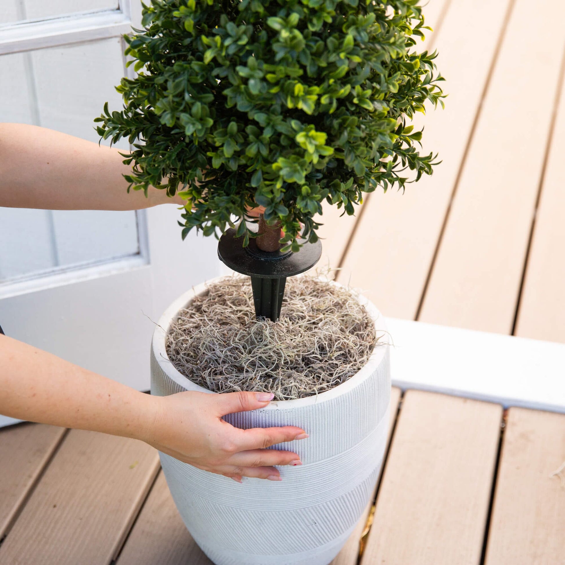 2.5' UV Resistant Artificial Boxwood Plant with Integrated Ground Stake (Indoor/Outdoor) - Set of 2 - Tampa Home & Garden Store