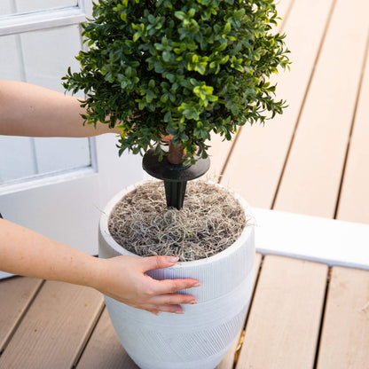 2.5' UV Resistant Artificial Boxwood Plant with Integrated Ground Stake (Indoor/Outdoor) - Set of 2 - Tampa Home & Garden Store
