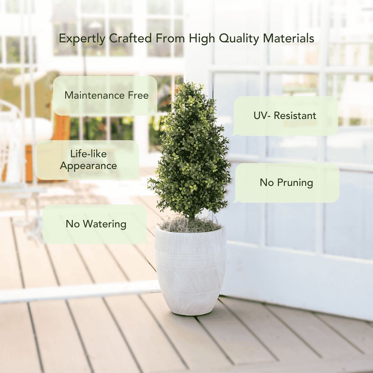 2.5' UV Resistant Artificial Boxwood Plant with Integrated Ground Stake (Indoor/Outdoor) - Set of 2 - Tampa Home & Garden Store