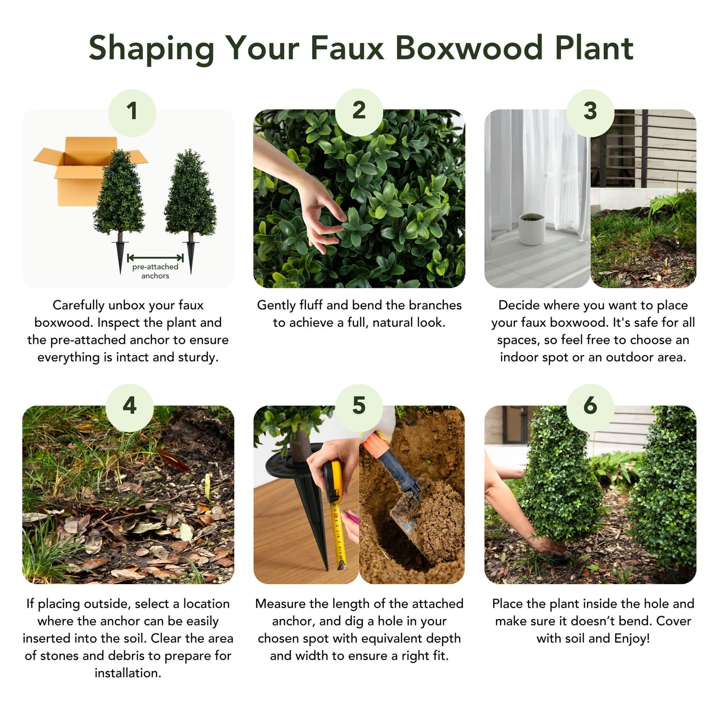2.5' UV Resistant Artificial Boxwood Plant with Integrated Ground Stake (Indoor/Outdoor) - Set of 2 - Tampa Home & Garden Store