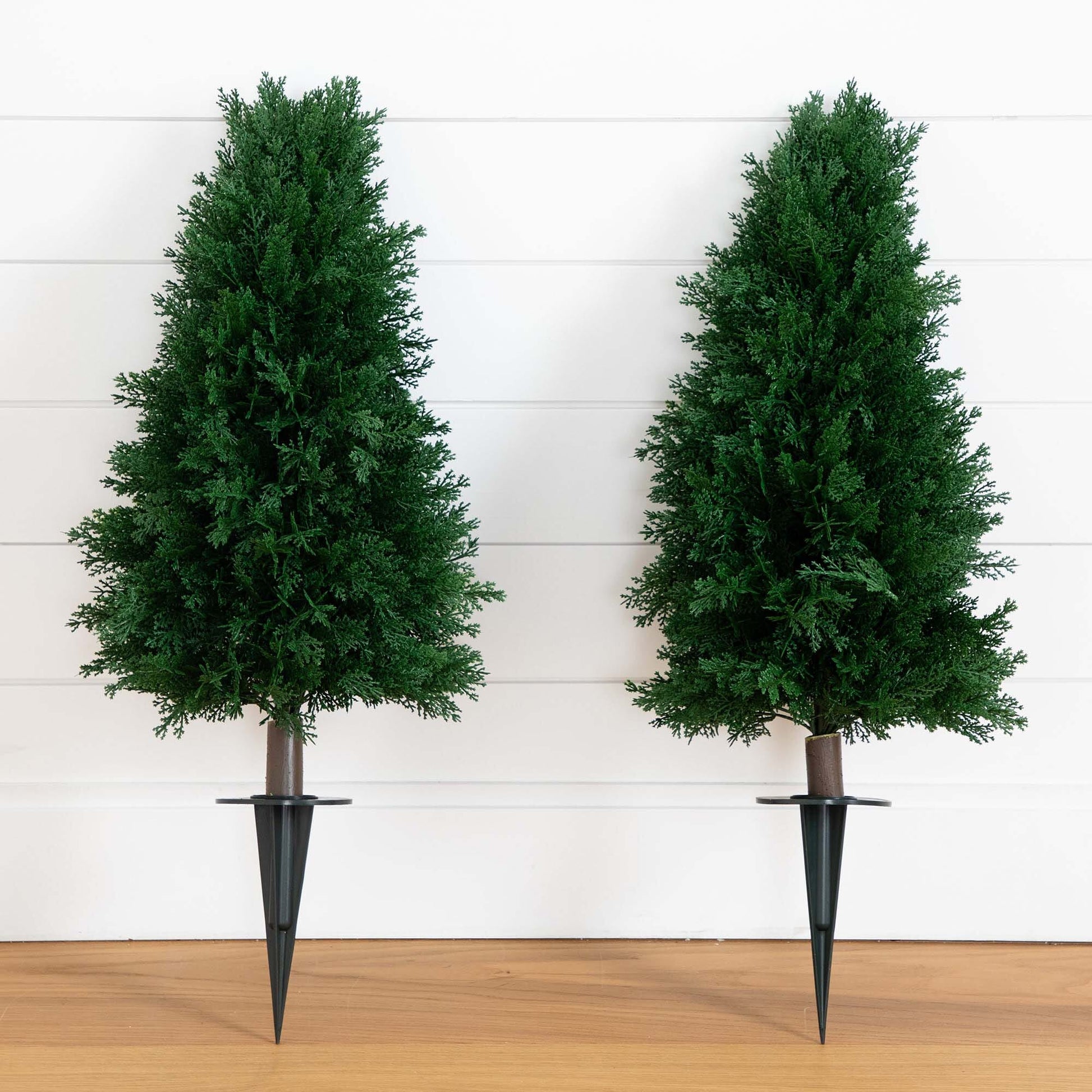 2.5' UV Resistant Artificial Cedar Plant with Integrated Ground Stake (Indoor/Outdoor) - Set of 2 - Tampa Home & Garden Store