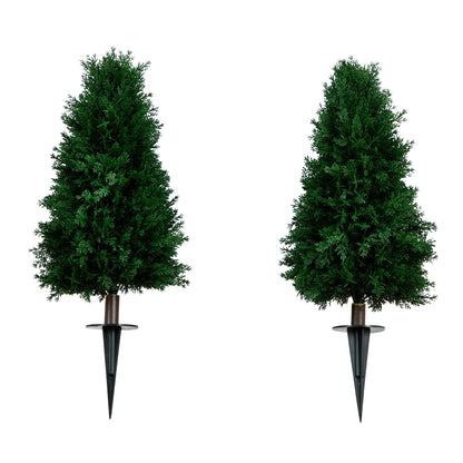 2.5' UV Resistant Artificial Cedar Plant with Integrated Ground Stake (Indoor/Outdoor) - Set of 2 - Tampa Home & Garden Store