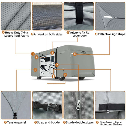Dikasun Outdoor 7-layer Class A RV cover, heavy-duty anti-UV waterproof breathable fabric on Tampa Home & Garden Store
