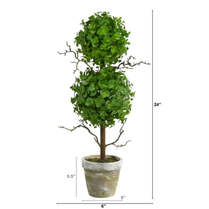 2’ Eucalyptus Double Ball Small Topiary Artificial Tree - Tampa Home & Garden Store