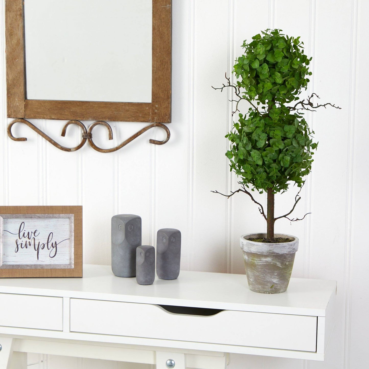 2’ Eucalyptus Double Ball Small Topiary Artificial Tree - Tampa Home & Garden Store