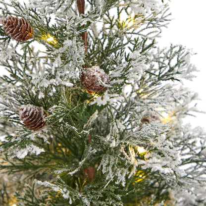 2’ Frosted Pre-Lit Artificial Christmas Tree with Pinecones in Decorative Planter - Tampa Home & Garden Store