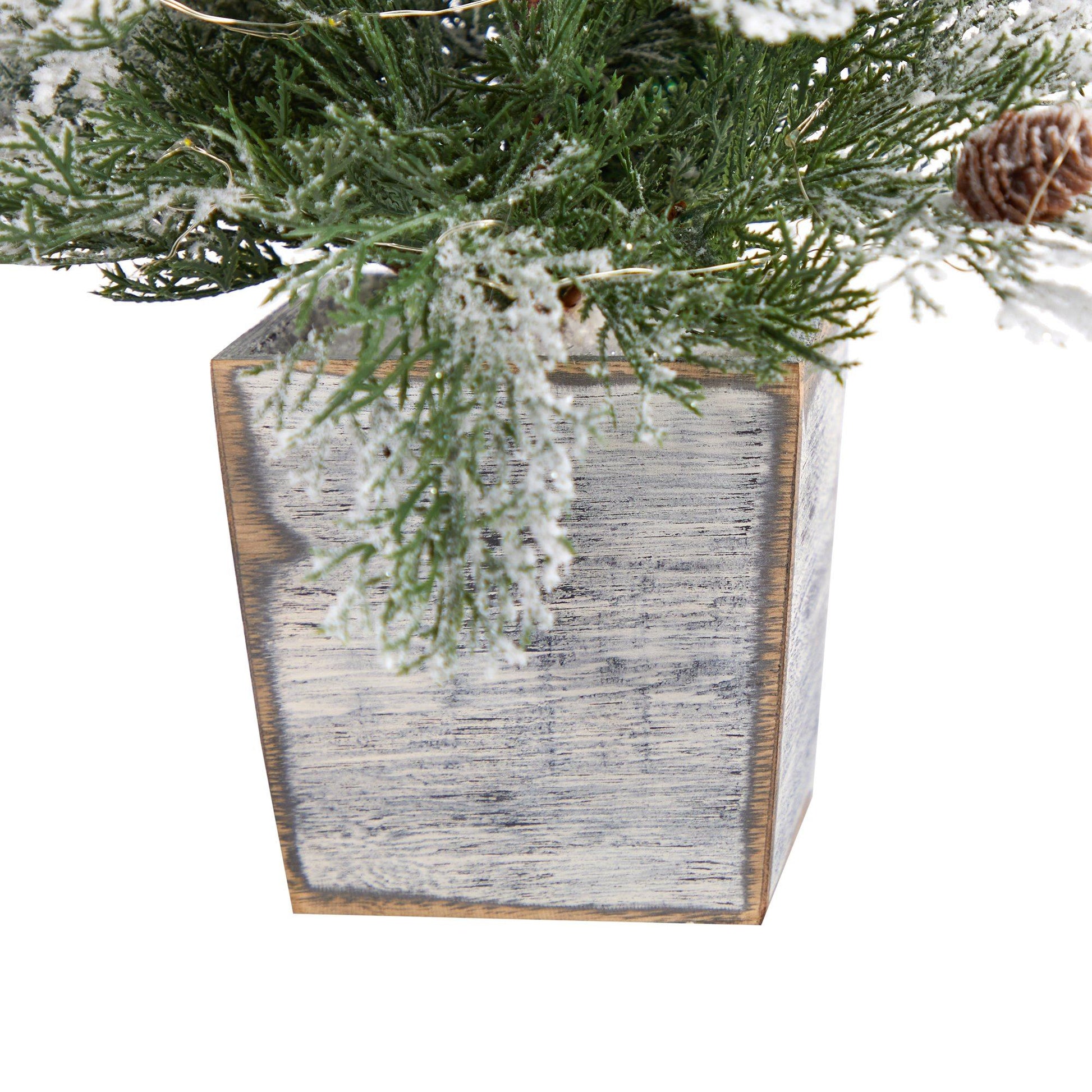 2’ Frosted Pre-Lit Artificial Christmas Tree with Pinecones in Decorative Planter - Tampa Home & Garden Store