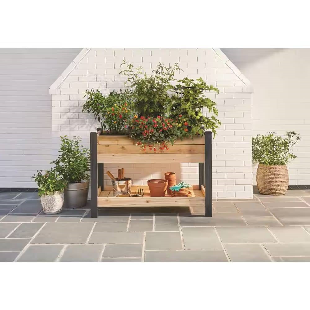 2-Ft x 4-Ft Cedar Wood Raised Garden Bed Planter Bed with Black Vinyl Legs - Tampa Home & Garden Store