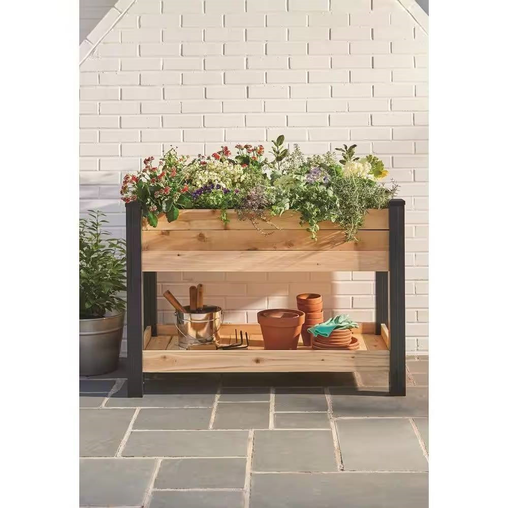 2-Ft x 4-Ft Cedar Wood Raised Garden Bed Planter Bed with Black Vinyl Legs - Tampa Home & Garden Store