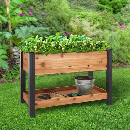2-Ft x 4-Ft Cedar Wood Raised Garden Bed Planter Bed with Black Vinyl Legs - Tampa Home & Garden Store