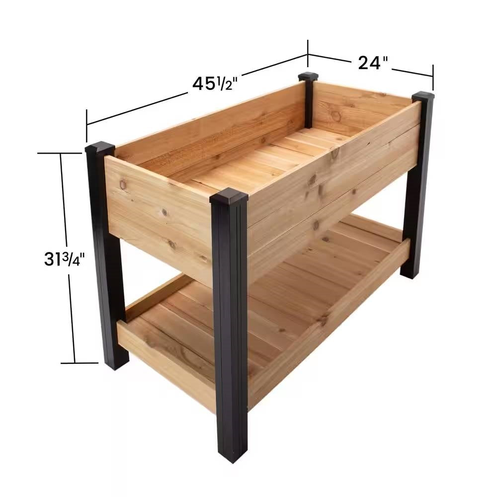 2-Ft x 4-Ft Cedar Wood Raised Garden Bed Planter Bed with Black Vinyl Legs - Tampa Home & Garden Store