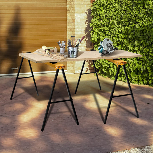 2 Pack Heavy Duty Sawhorse with Steel Folding Legs - Tampa Home & Garden Store