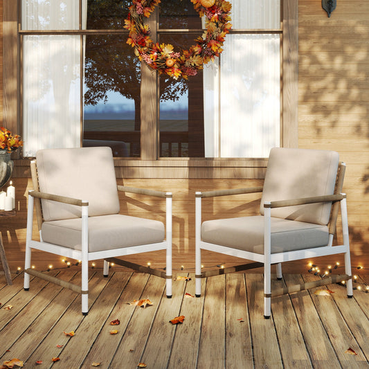 2 Packs Patio Aluminum Sofa with Wicker Backrest and Armrests - Tampa Home & Garden Store