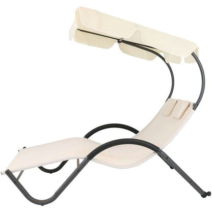 2 Person Off White Outdoor Patio Chaise Lounger Chair Canopy Bed with Pillows - Tampa Home & Garden Store