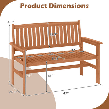 2-Person Patio Loveseat with Slatted Backrest and Comfortable Armrests - Tampa Home & Garden Store